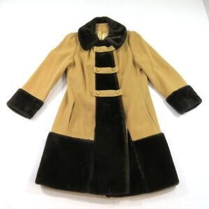 Susan Lynn By Item House Jacket Faux Fur Collar USA Made Brown Tan 1970s